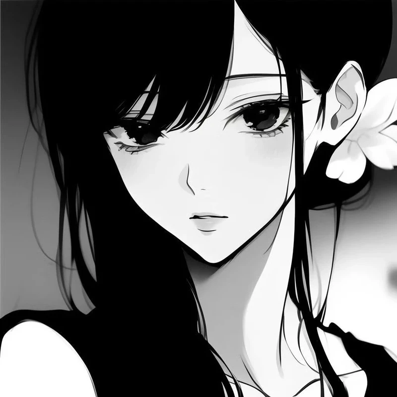 đẹp mắt ảnh anime nữ trắng đen