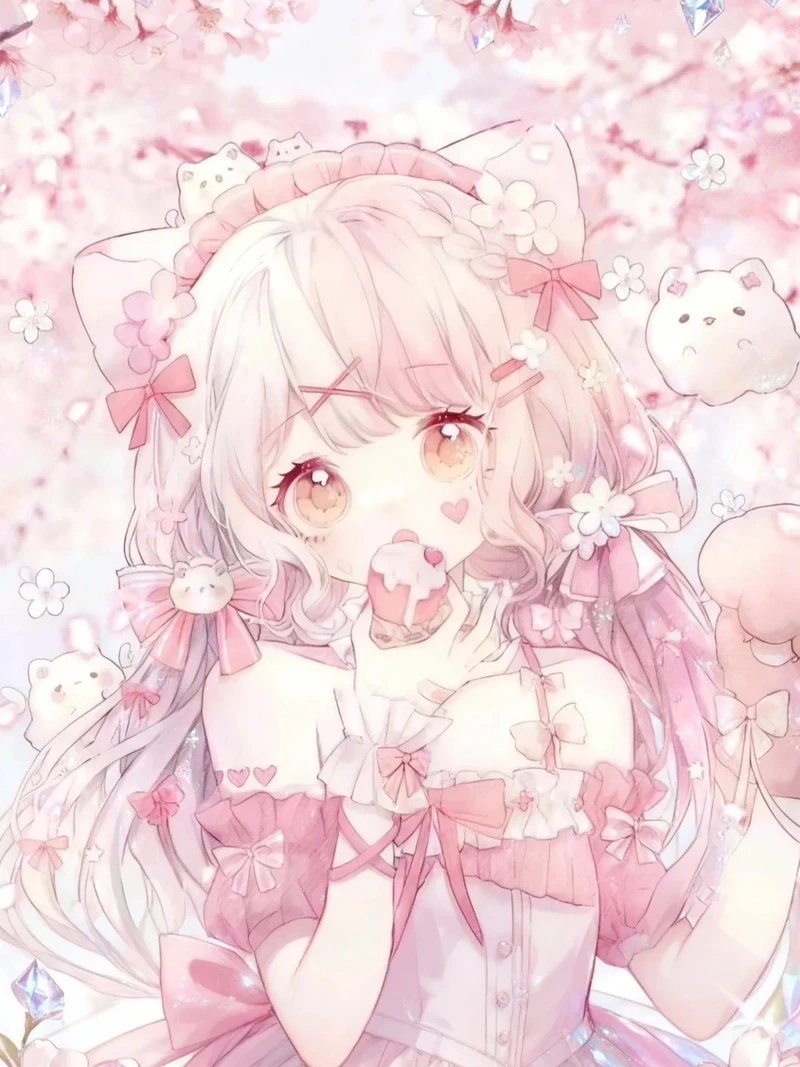góc nghiêng ảnh anime nữ tóc hồng siêu xinh