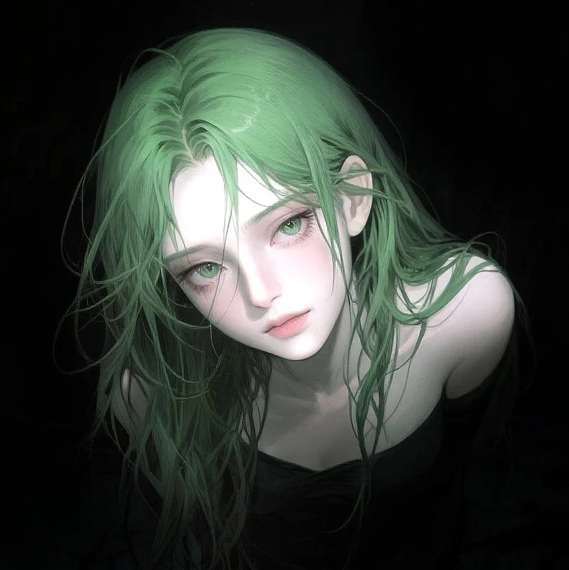 hình ảnh anime màu xanh lá cây đẹp lung linh