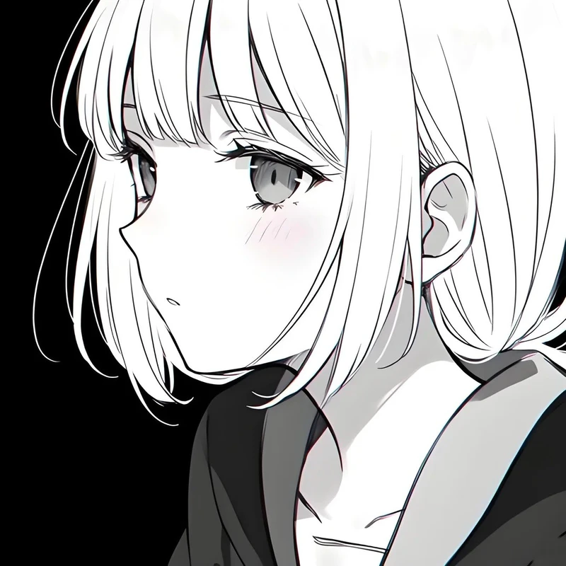 hình ảnh anime nữ trắng đen đẹp mắt