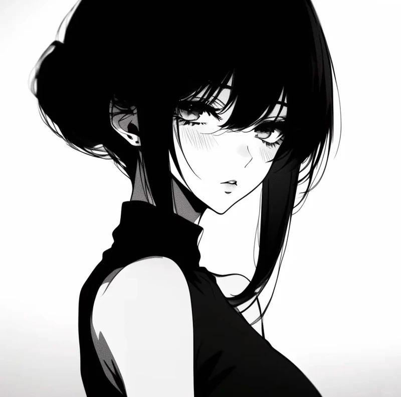 hình nền đẹp ảnh anime nữ trắng đen