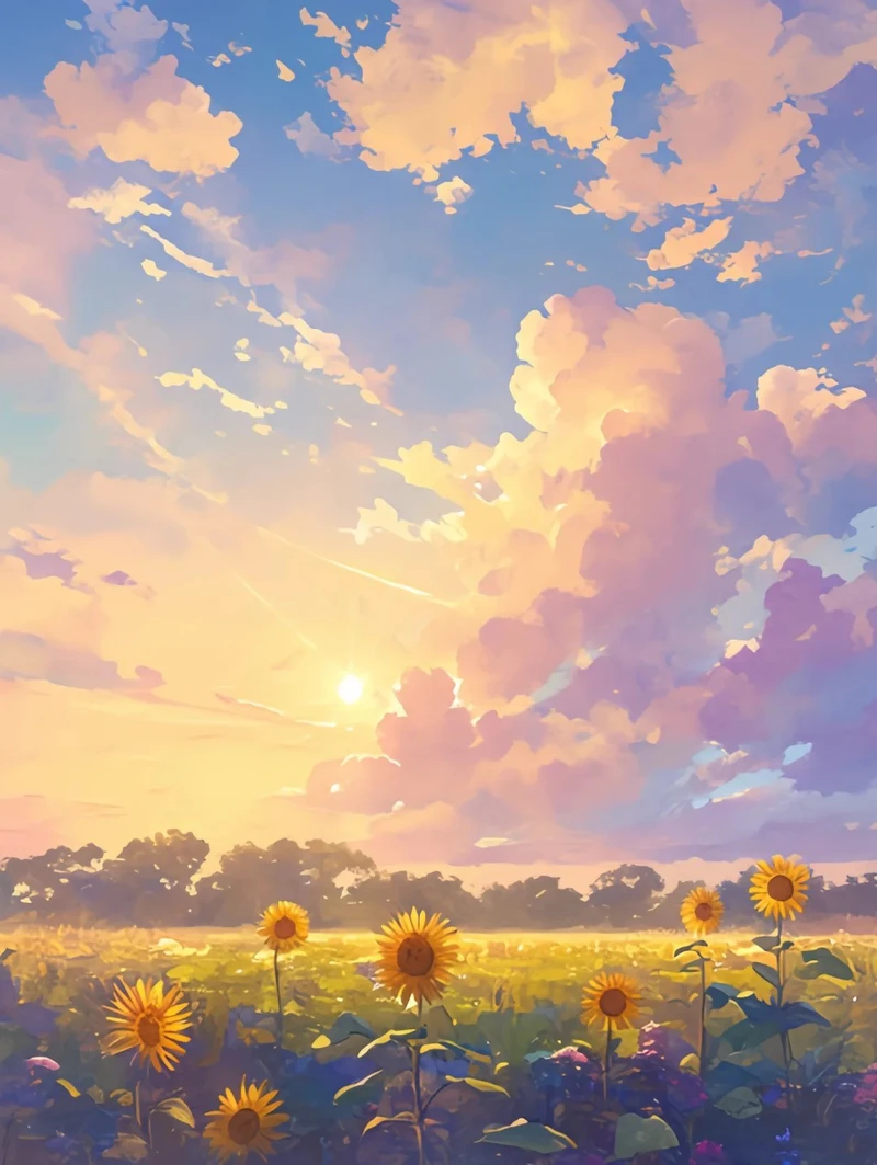 hoa hướng dương anime cute ảnh