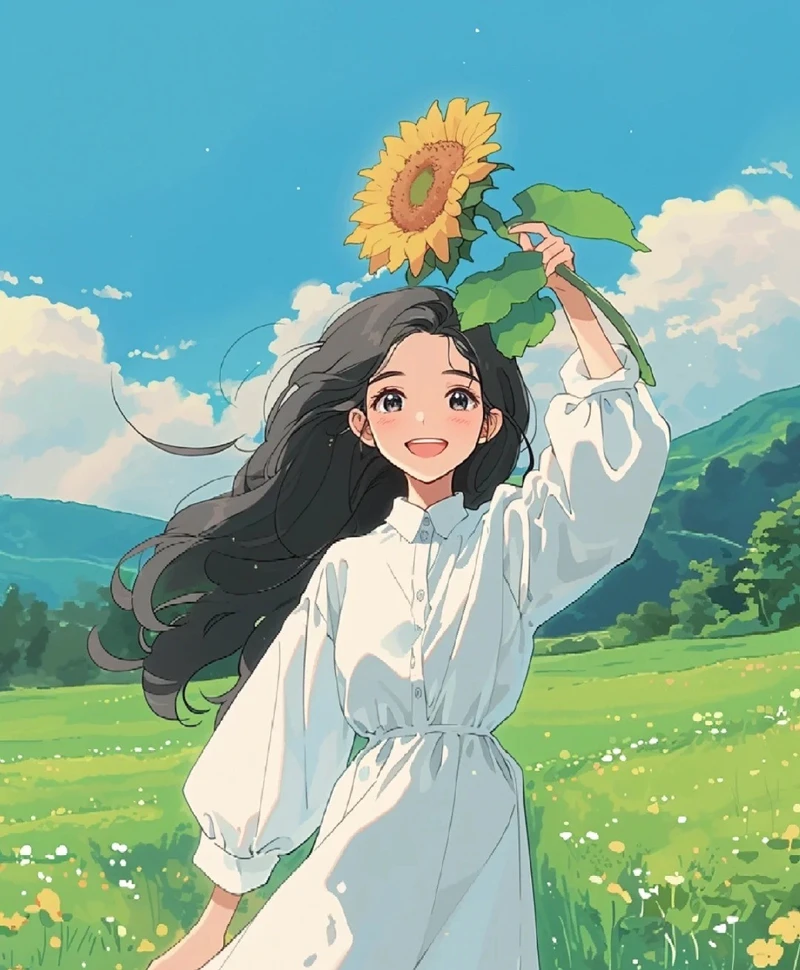 mẫu ảnh anime hoa hướng dương mới nhất