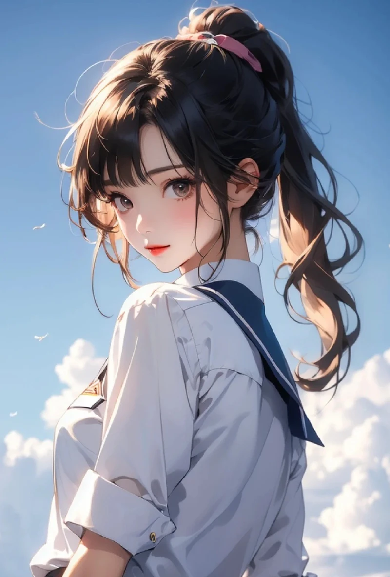 nét vẽ đẹp ảnh anime nữ học sinh