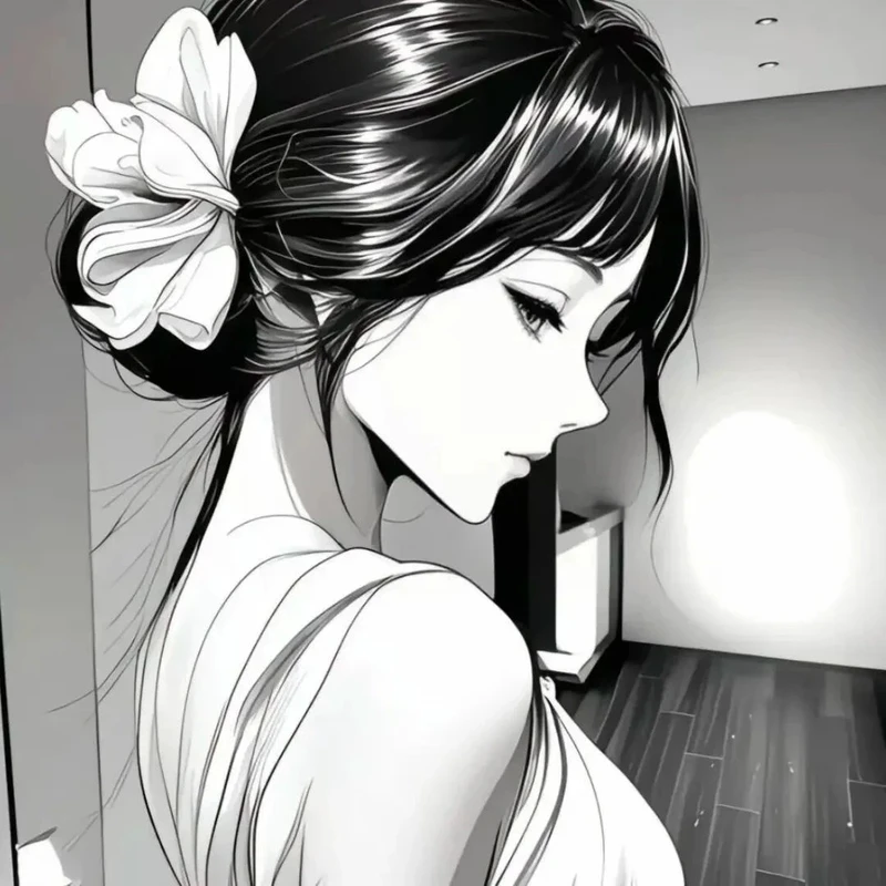 nghệ thuật ảnh anime nữ trắng đen đẹp