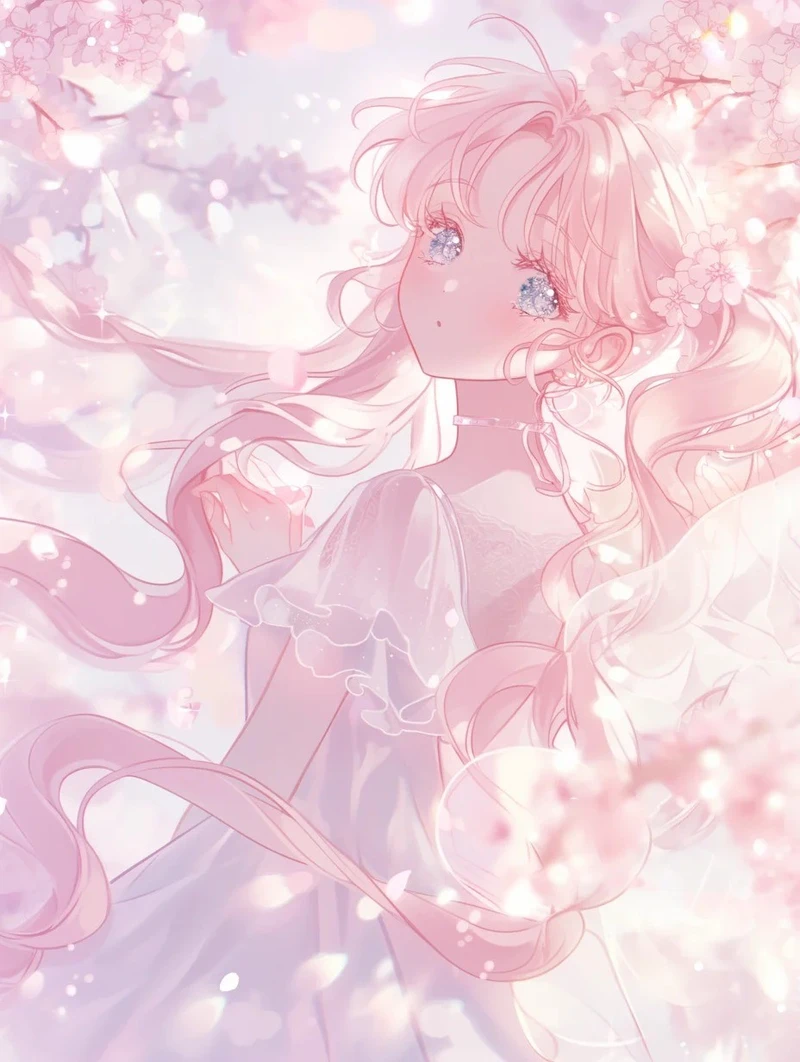 pastel ảnh anime màu hồng cực kỳ đáng yêu