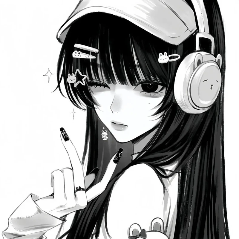 trắng đen ảnh anime nữ đẹp