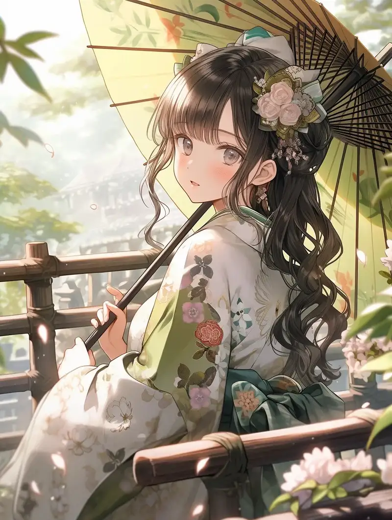 ảnh anime cổ trang với khung cảnh cổ kính
