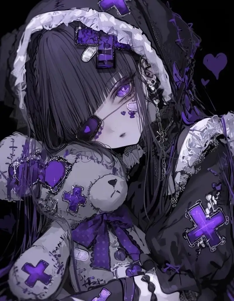 ảnh anime màu tím ánh sáng neon