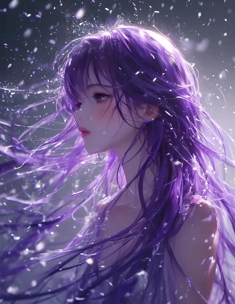 ảnh anime màu tím cảnh đêm huyền ảo