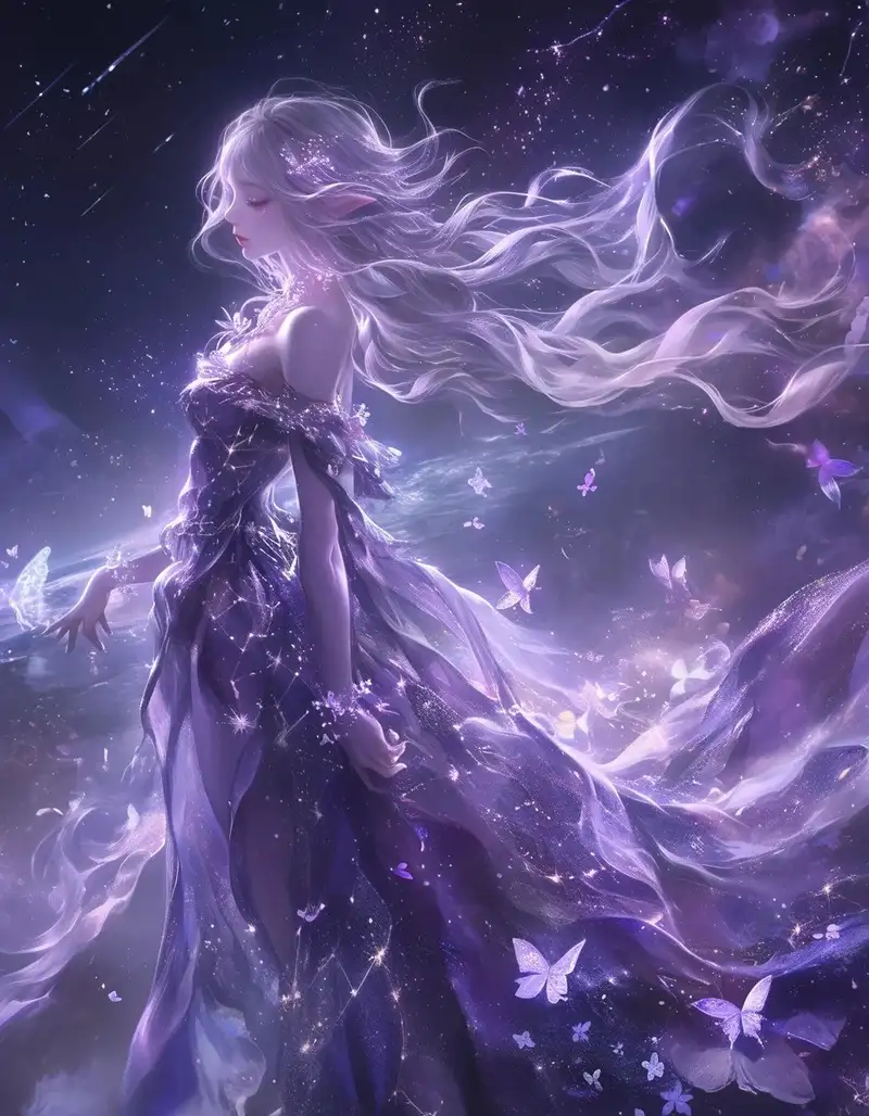 ảnh anime màu tím cute đáng yêu