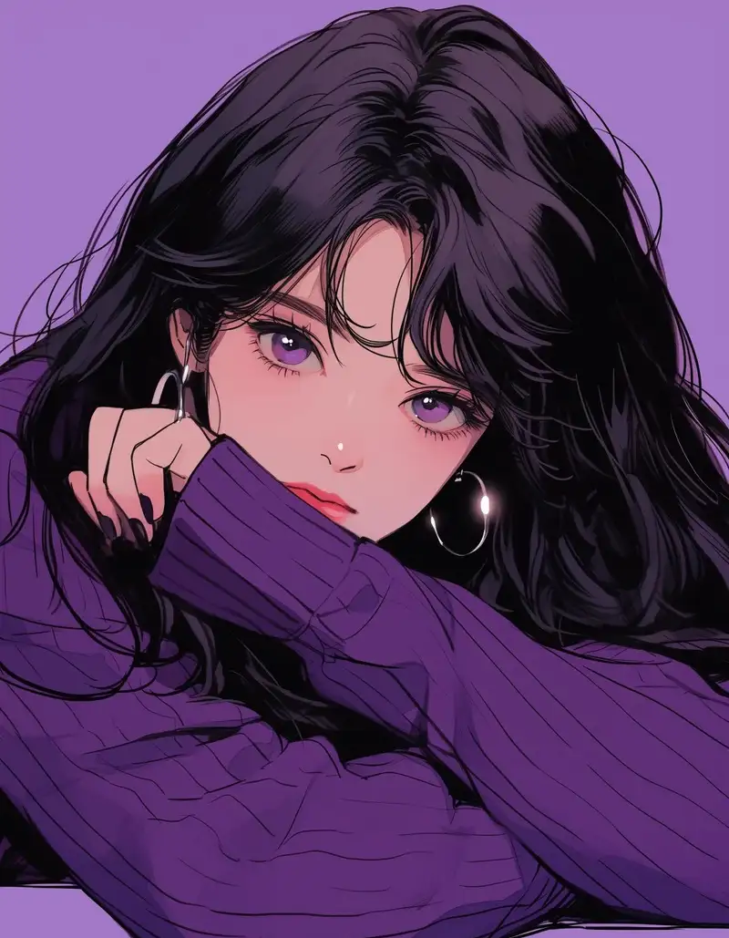 ảnh anime màu tím lung linh huyền ảo