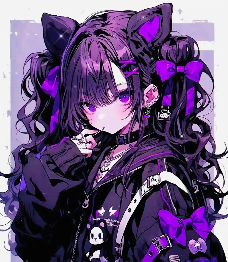 ảnh anime màu tím nữ xinh đẹp
