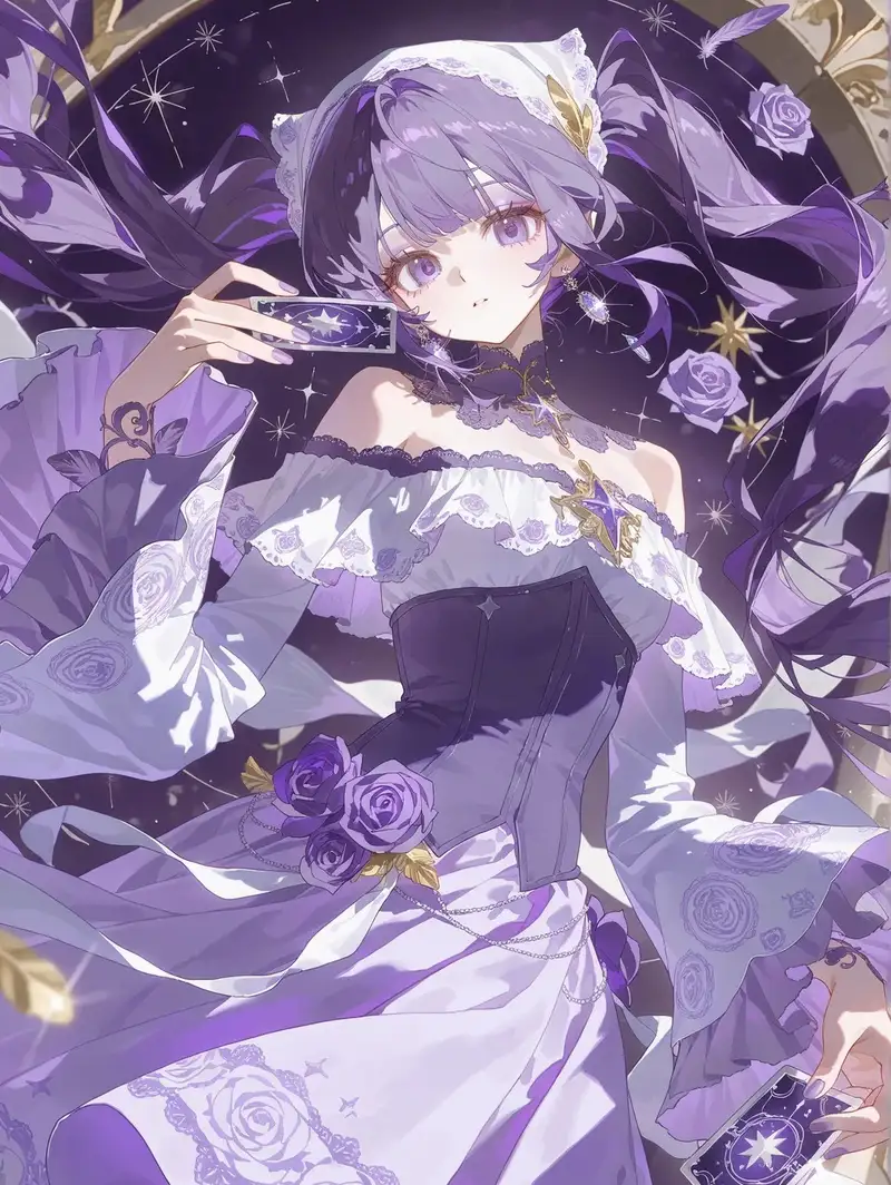 ảnh anime màu tím phong cách cute