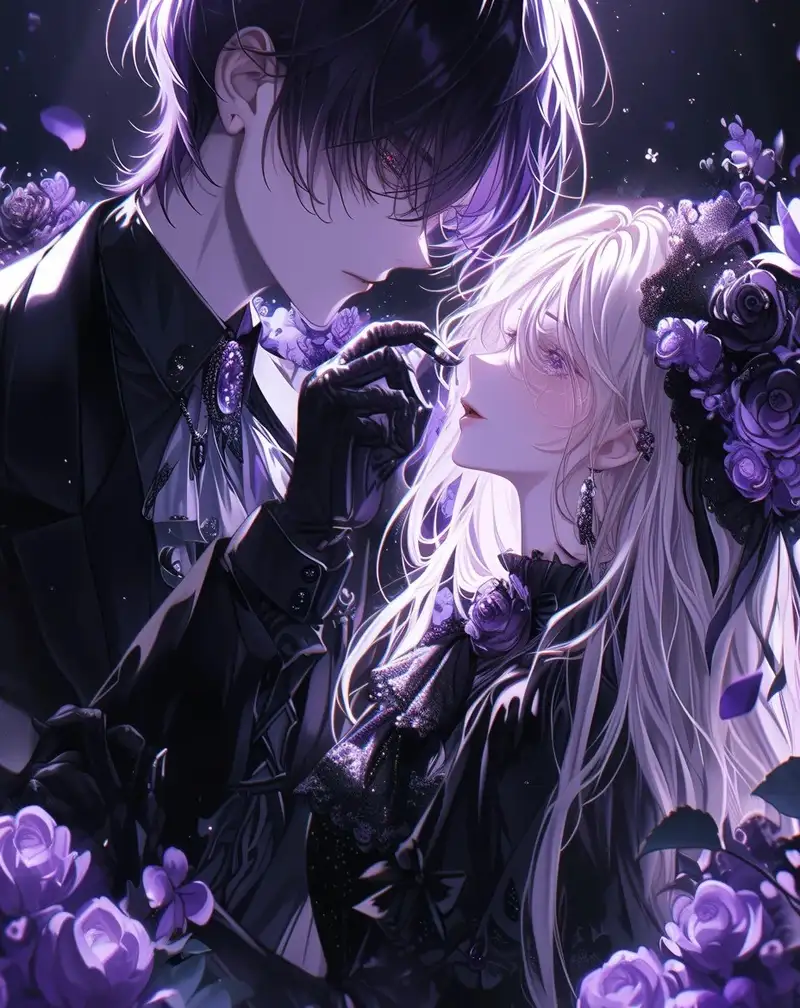 ảnh anime màu tím phong cảnh anime