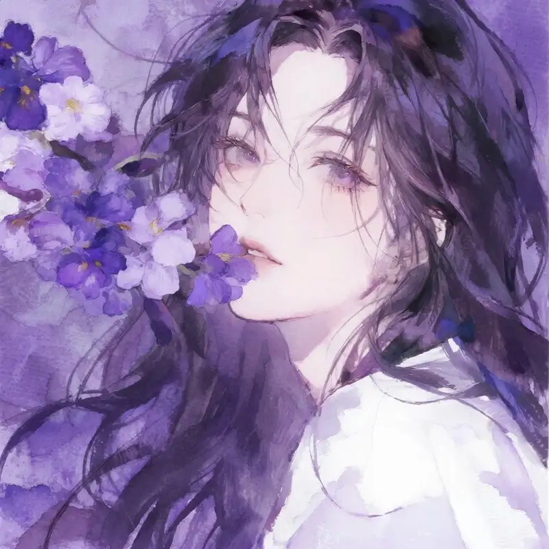 ảnh anime màu tím thiết kế nghệ thuật
