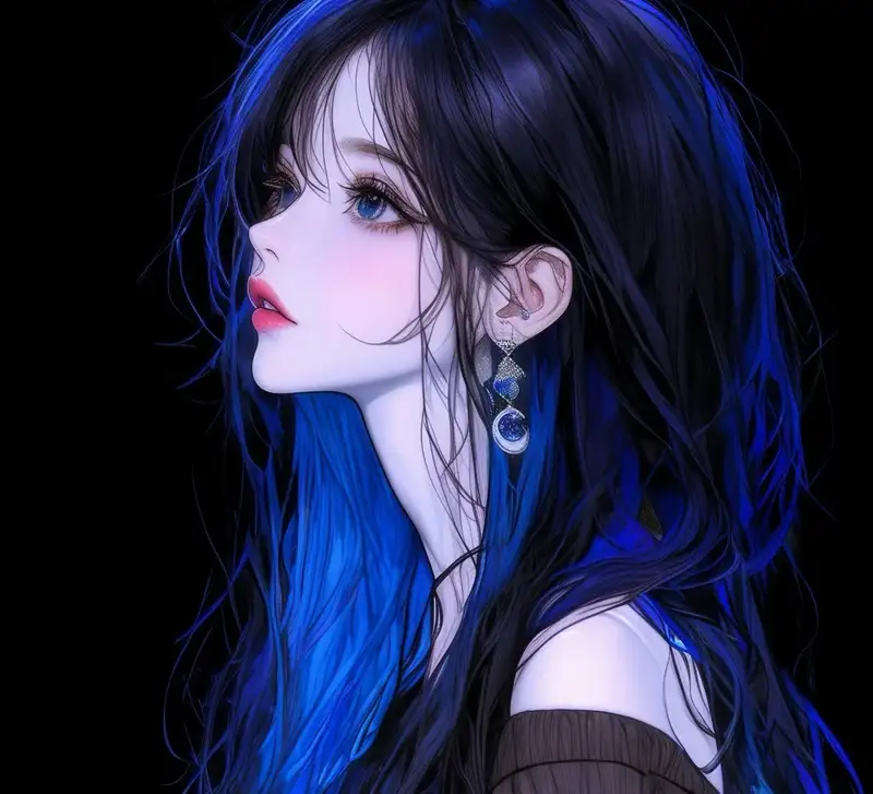 ảnh anime màu xanh dương 4K