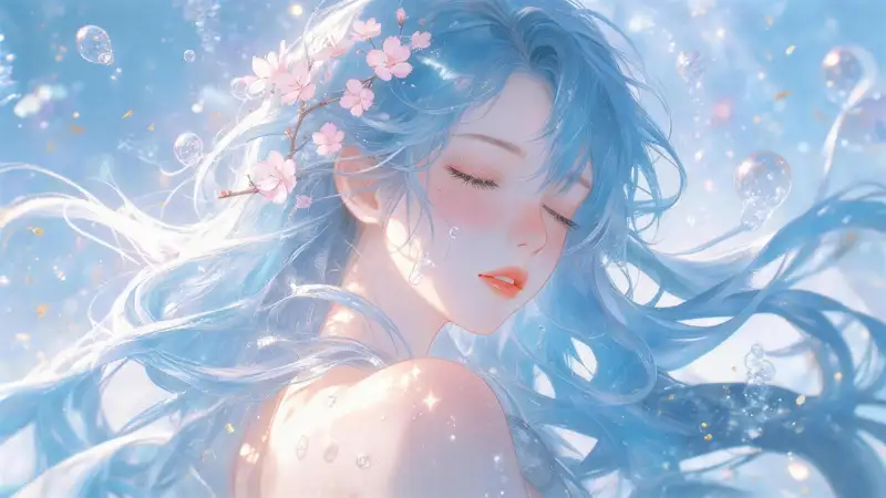ảnh anime màu xanh dương chất