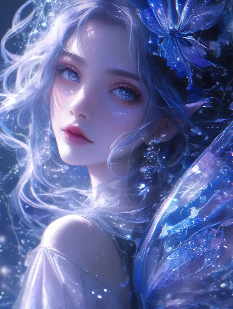 ảnh anime màu xanh dương cute