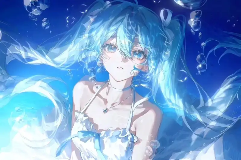 ảnh anime màu xanh dương độc đáo
