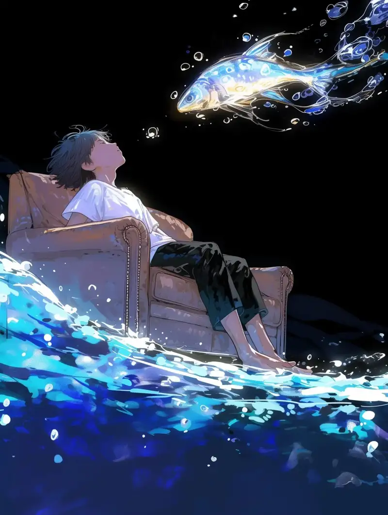 ảnh anime màu xanh dương huyền ảo