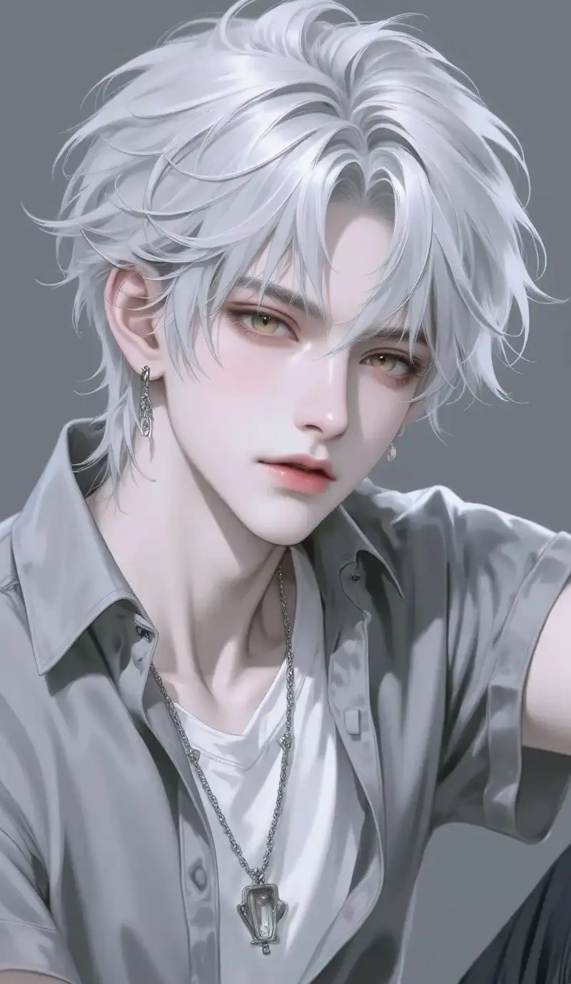 ảnh anime nam tóc trắng đẹp trai