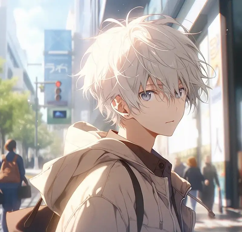ảnh anime nam tóc trắng làm avatar