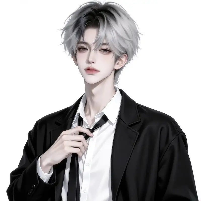 ảnh anime nam tóc trắng nền tối