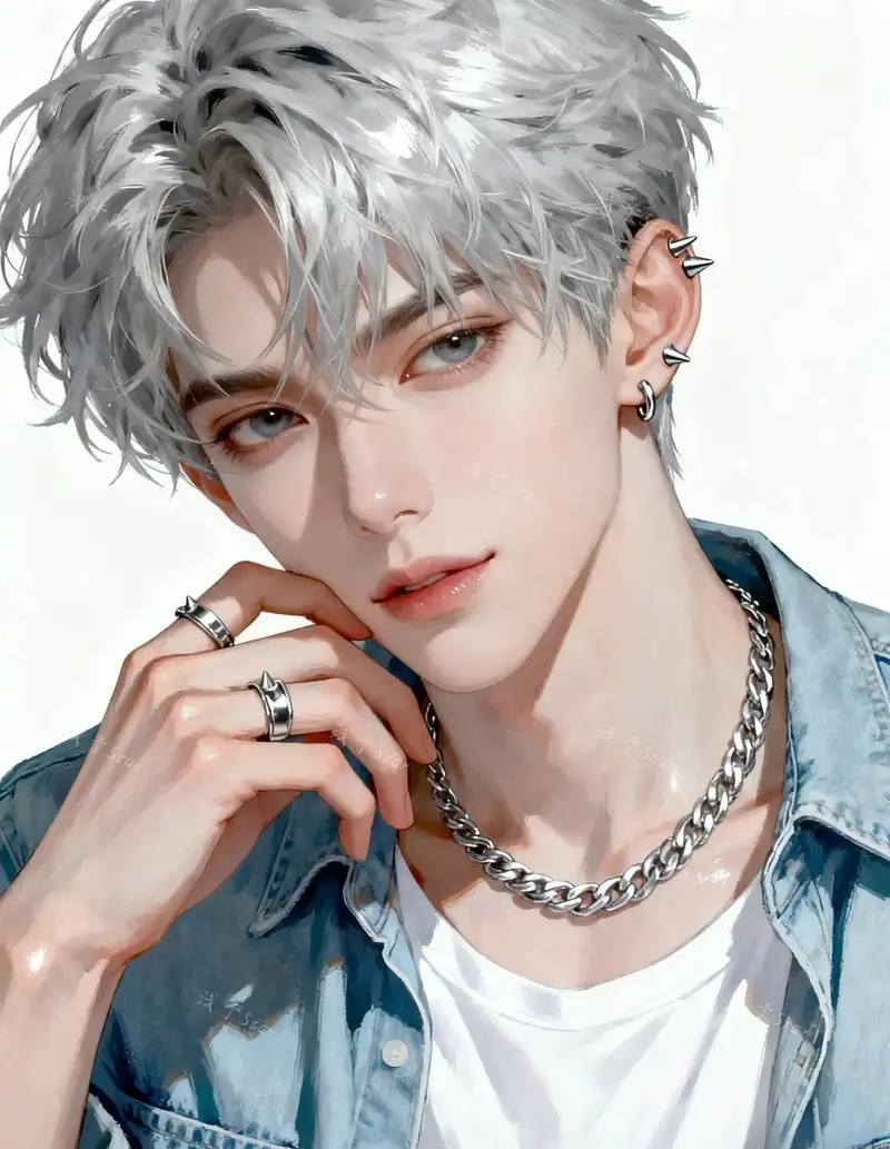 ảnh anime nam tóc trắng phong cách fantasy