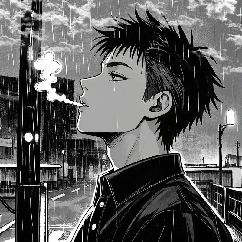 ảnh anime nam trắng đen buồn tâm trạng