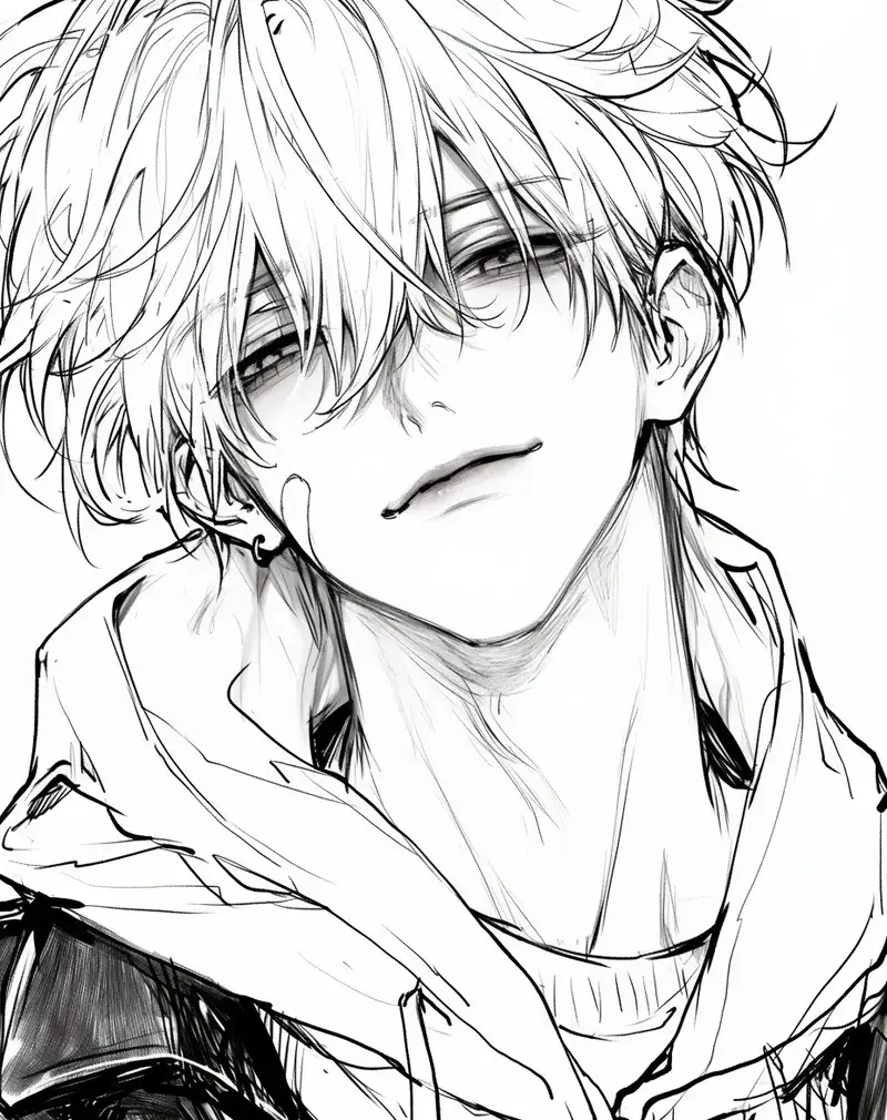 ảnh anime nam trắng đen đẹp nhất