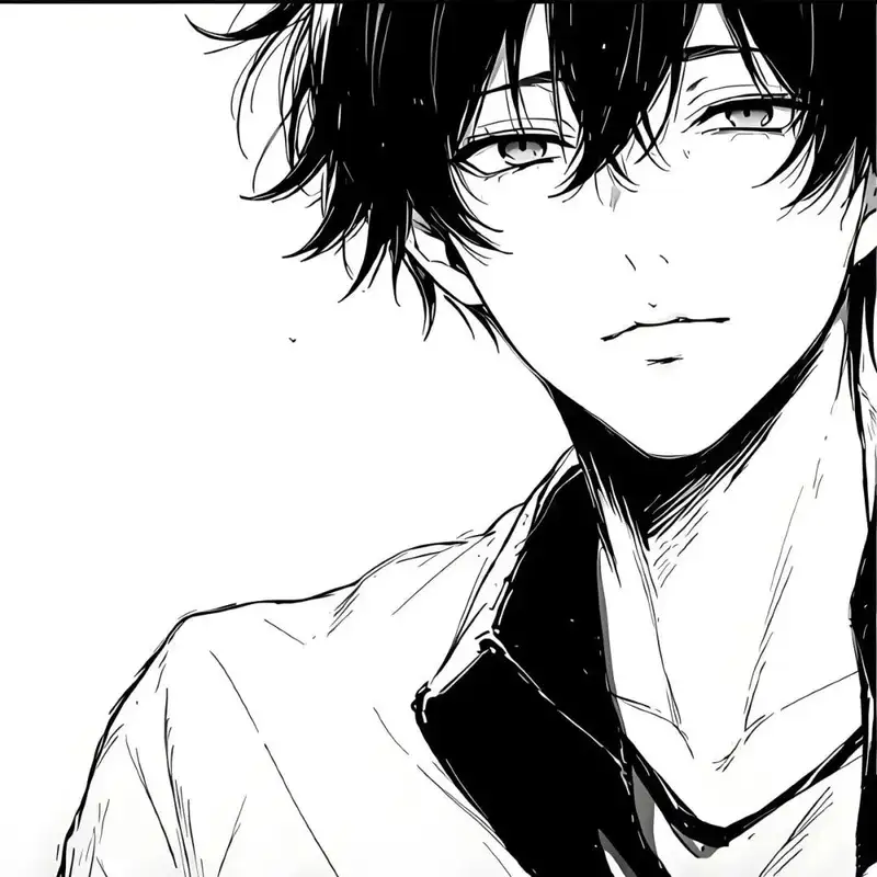 ảnh anime nam trắng đen làm hình nền