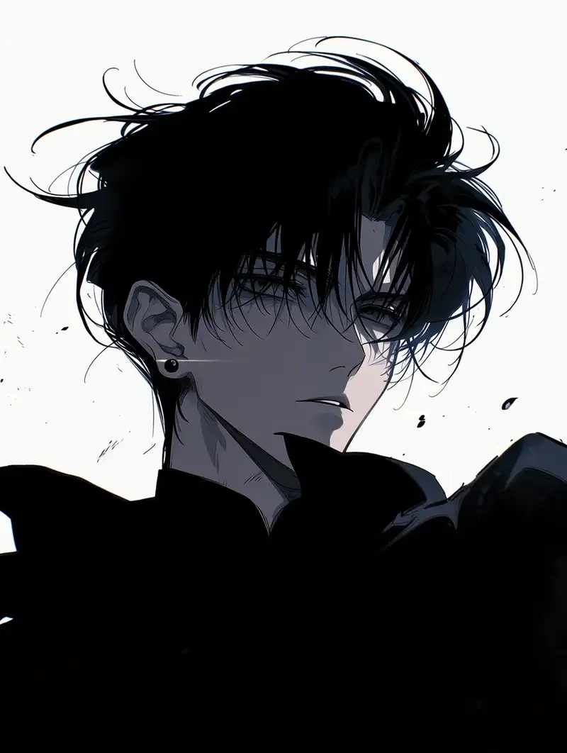 ảnh anime nam trắng đen nghệ thuật
