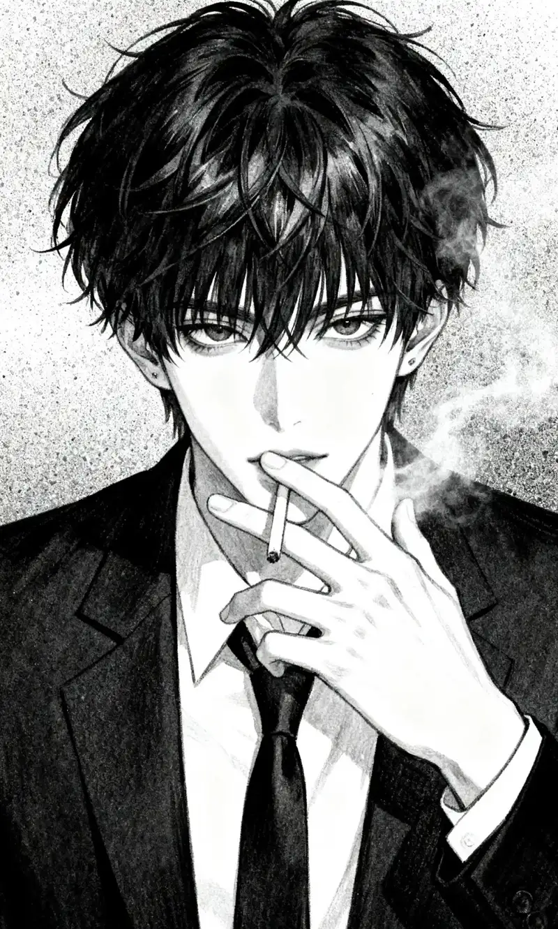 ảnh anime nam trắng đen phong cách Nhật Bản