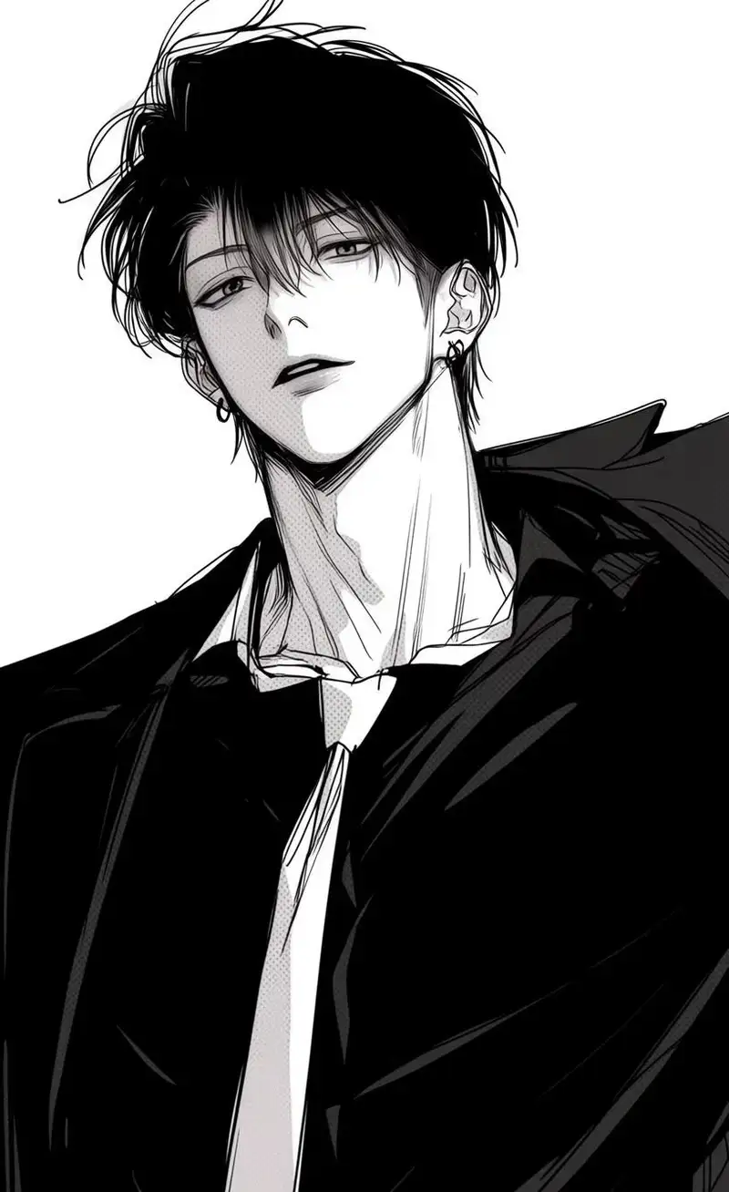 ảnh anime nam trắng đen phong cách