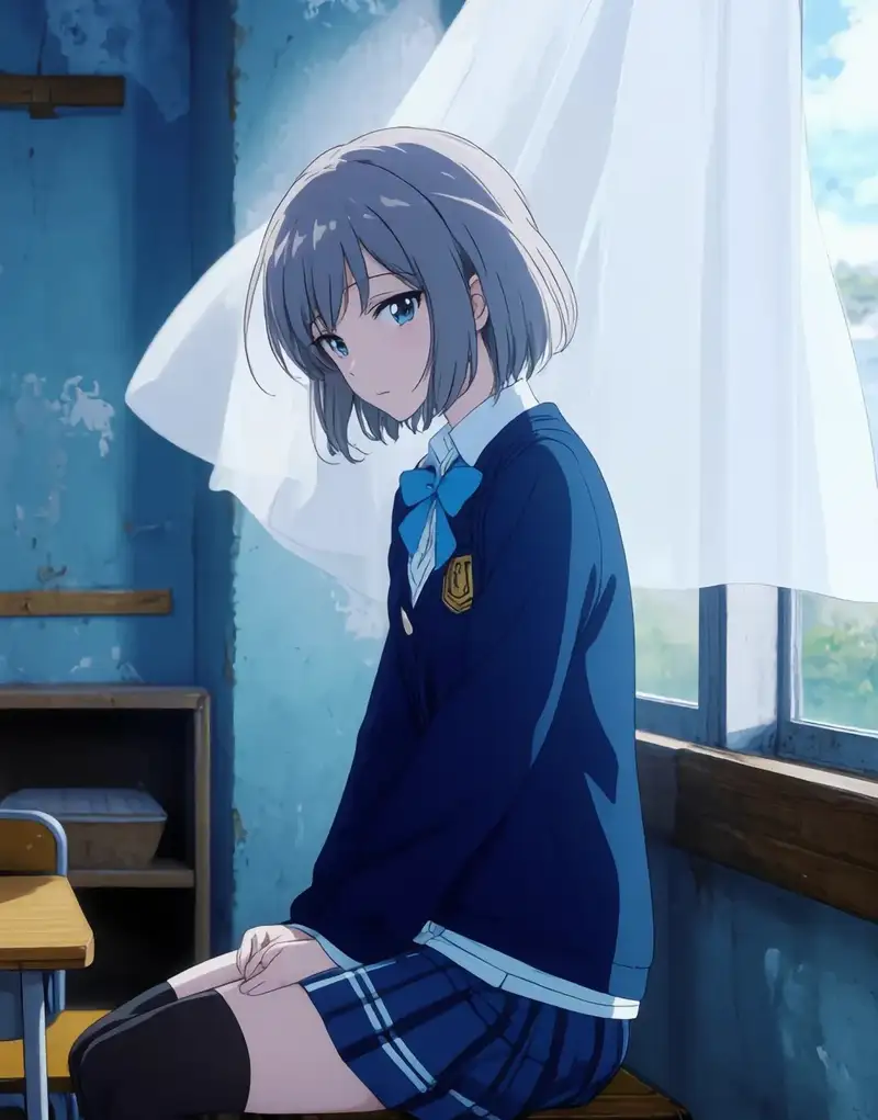ảnh anime nữ tóc ngắn cười tươi