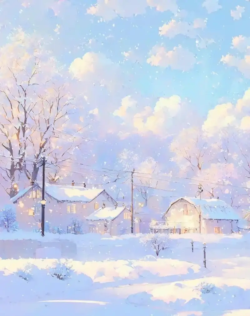 ảnh phong cảnh ảnh tuyết rơi anime đẹp