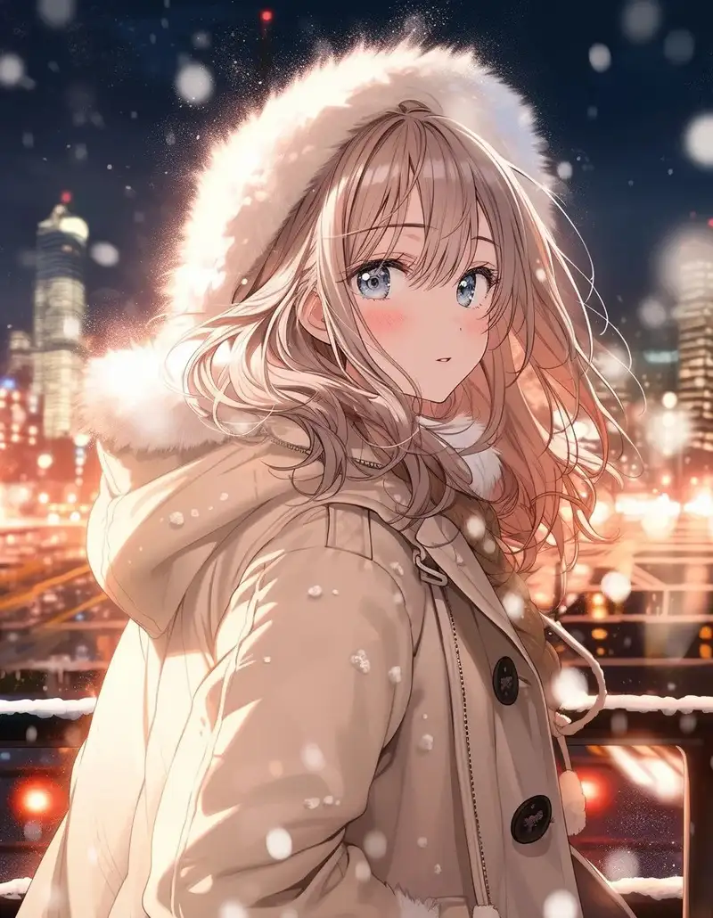 ảnh tuyết rơi anime cánh đồng tuyết