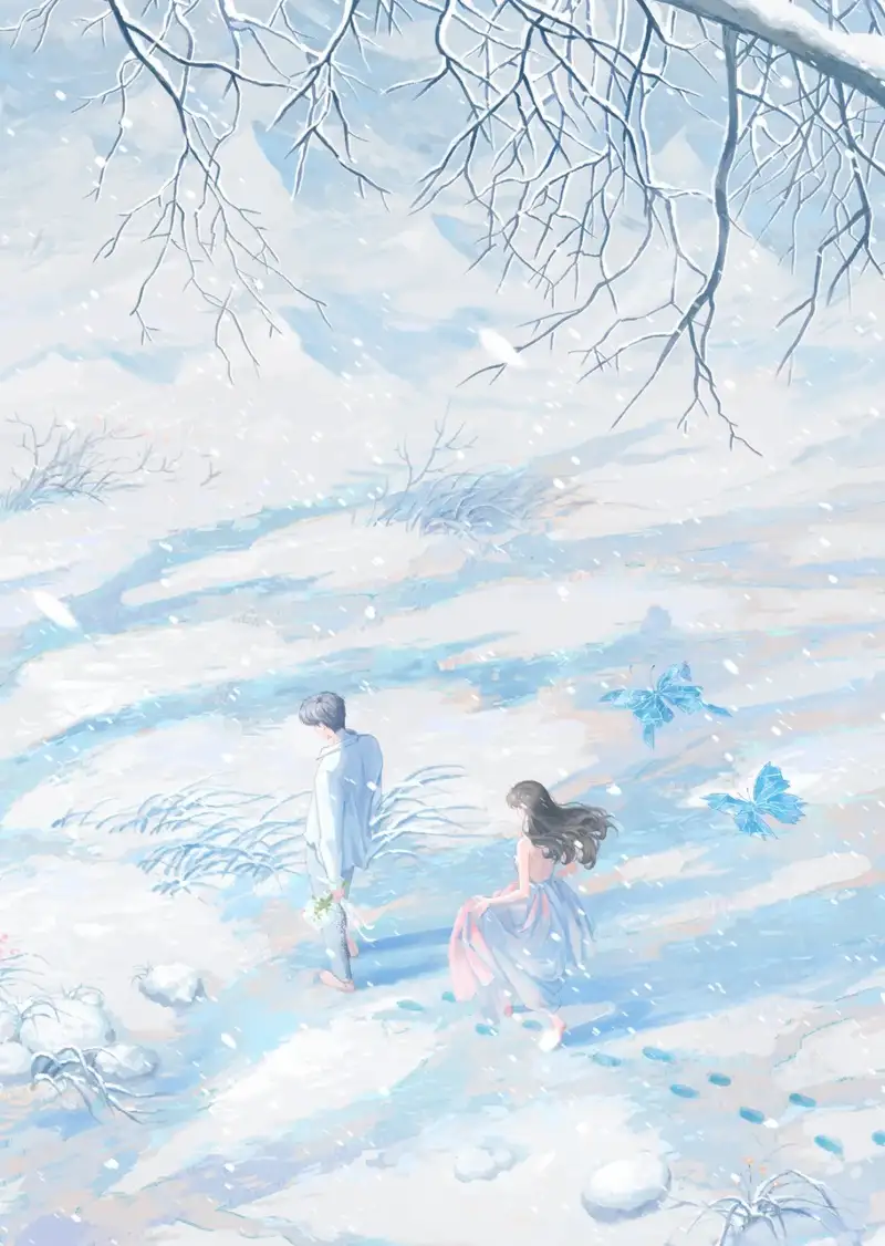 ảnh tuyết rơi anime giữa rừng tuyết