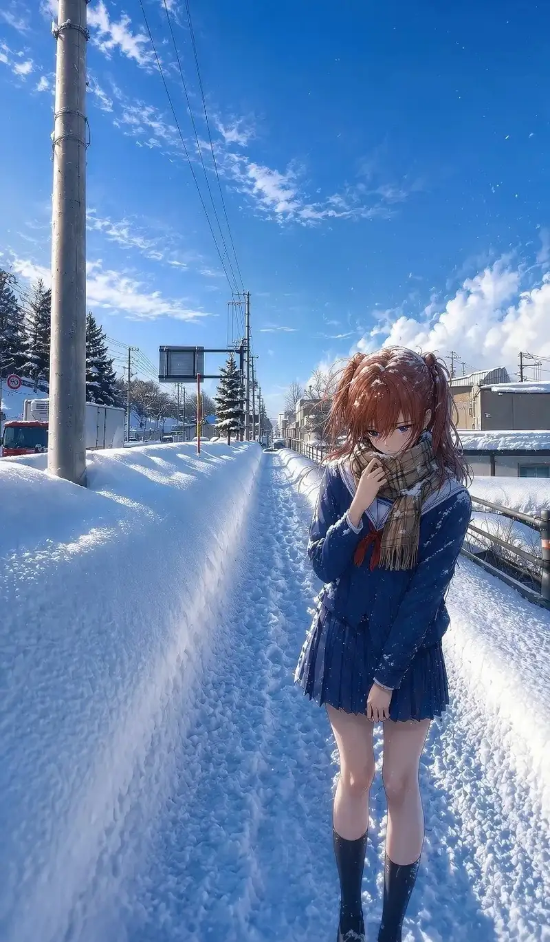 ảnh tuyết rơi anime thành phố mùa đông