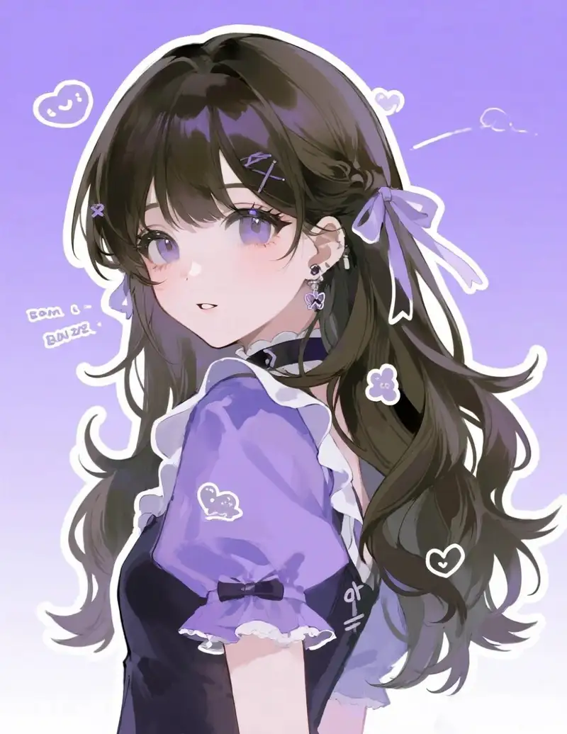 avatar ảnh anime màu tím cho điện thoại