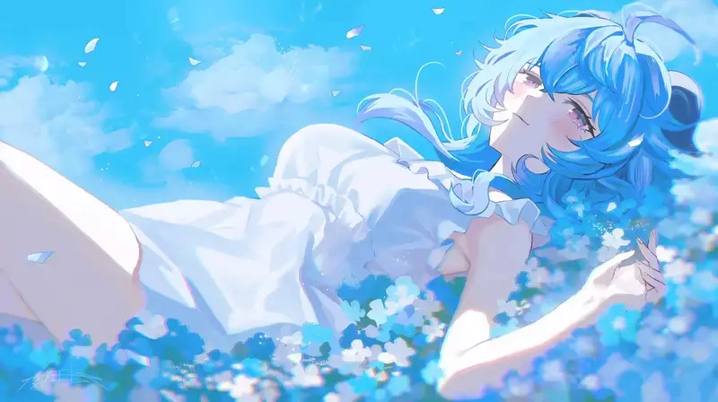 dễ thương ảnh anime màu xanh dương