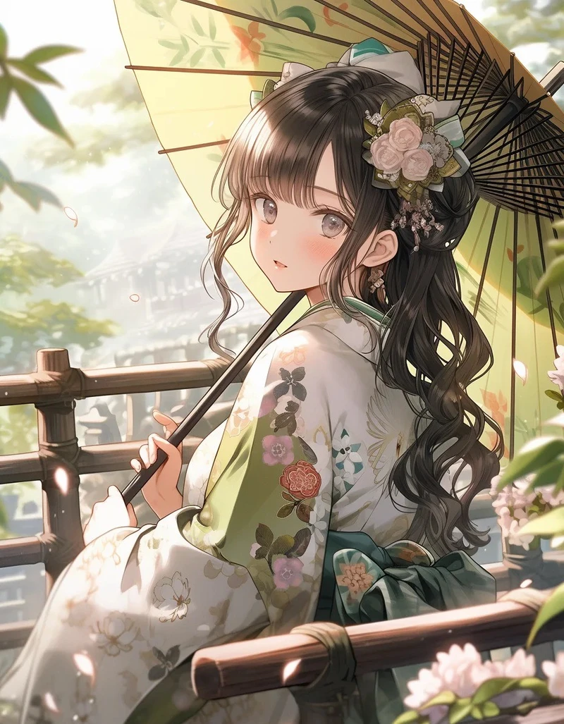 hình ảnh anime nữ mặc kimono cho điện thoại