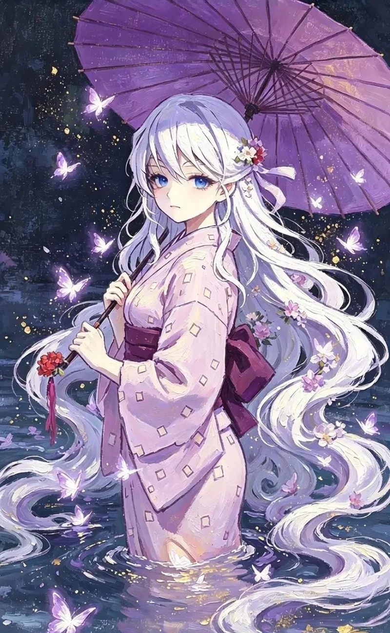 hình ảnh anime nữ mặc kimono đẹp dịu dàng