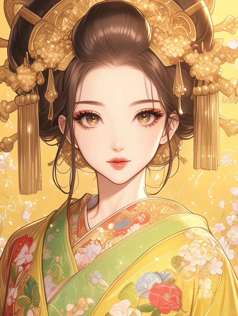hình ảnh anime nữ mặc kimono dưới hoa anh đào