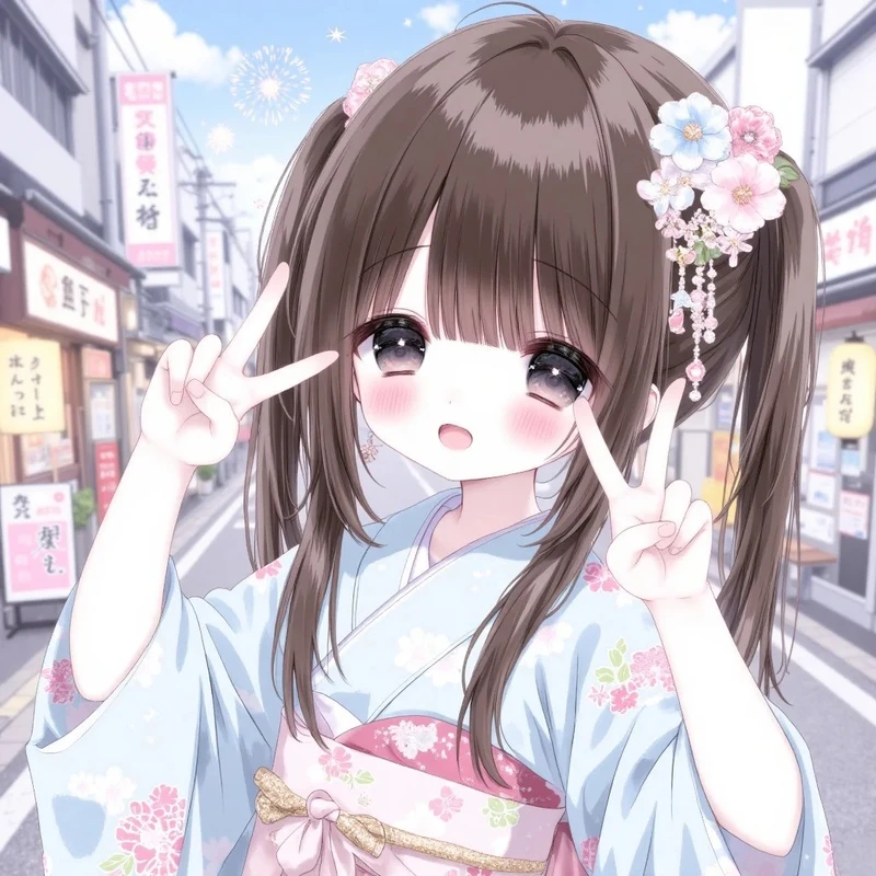 hình ảnh anime nữ mặc kimono làm hình nền