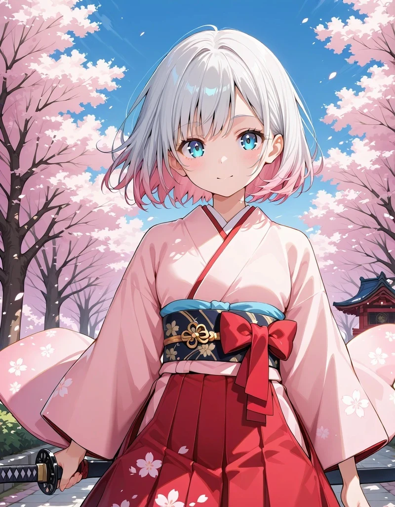 hình ảnh anime nữ mặc kimono màu đỏ
