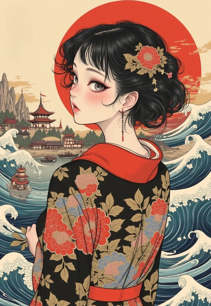 hình ảnh anime nữ mặc kimono ngọt ngào
