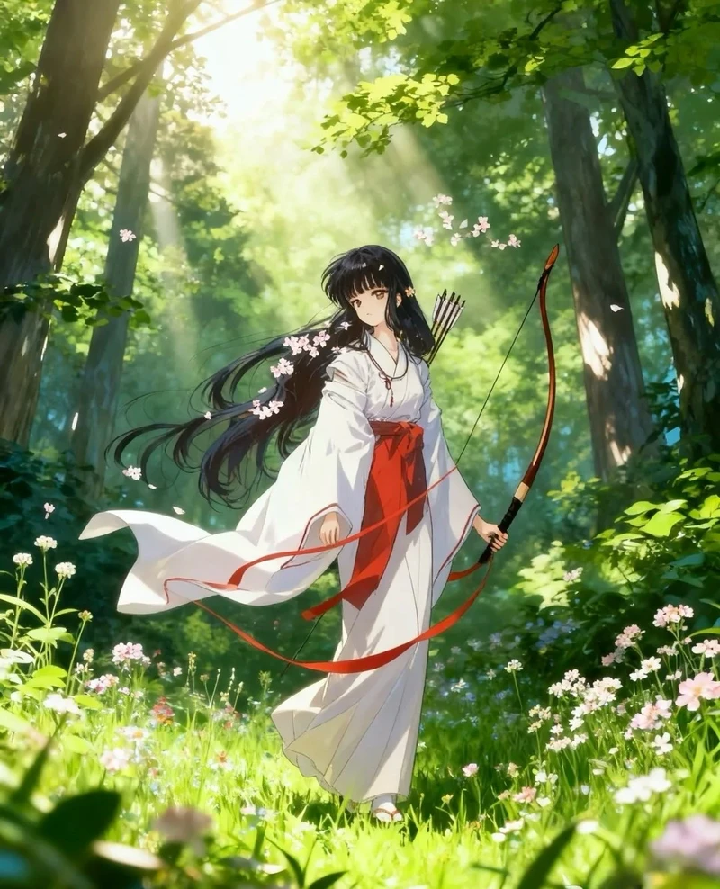 hình ảnh anime nữ mặc kimono sắc màu rực rỡ