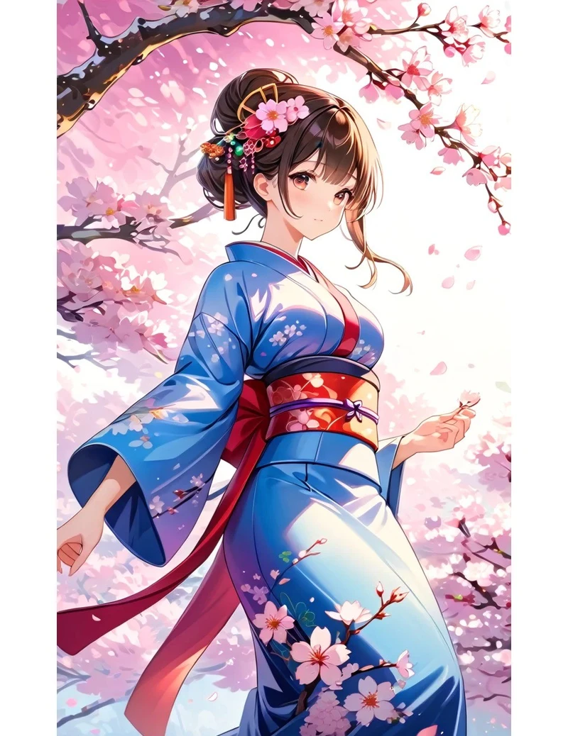hình ảnh anime nữ mặc kimono trong lễ hội